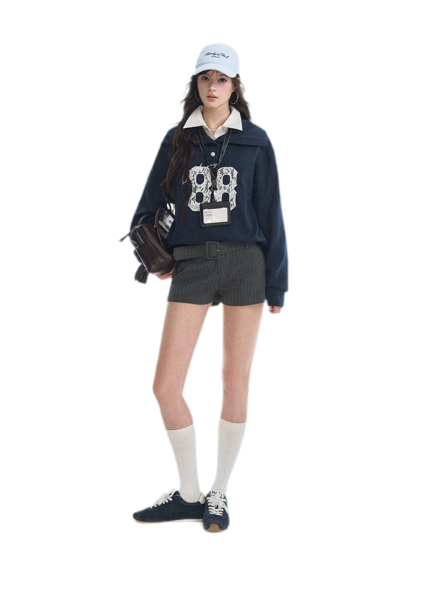 Lace Appliqué Cropped Sweatshirt