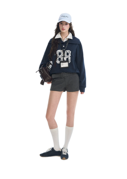 Lace Appliqué Cropped Sweatshirt