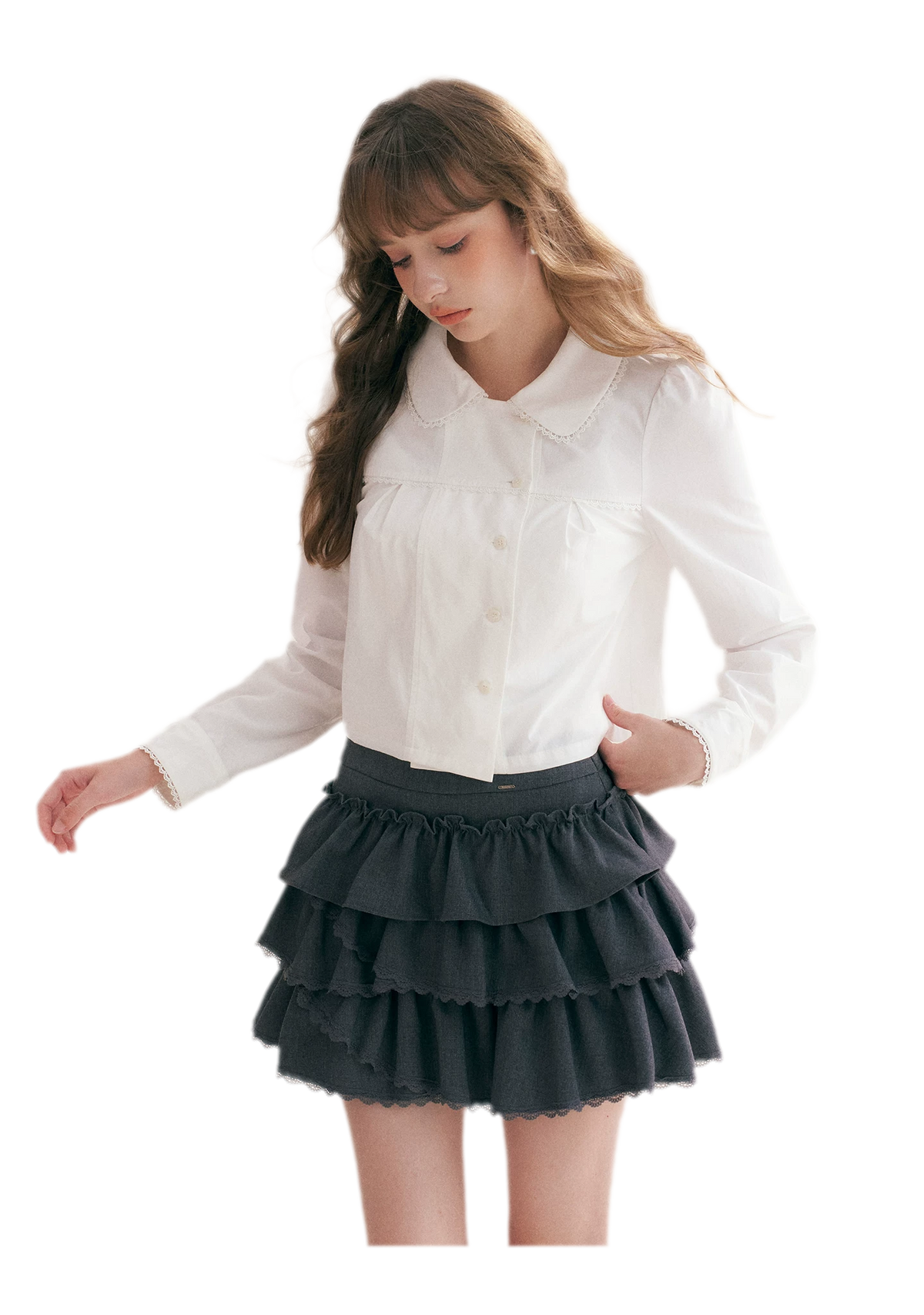 Layered Ruffle A-Line Skirt