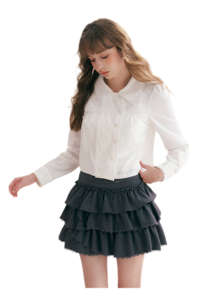 Layered Ruffle A-Line Skirt