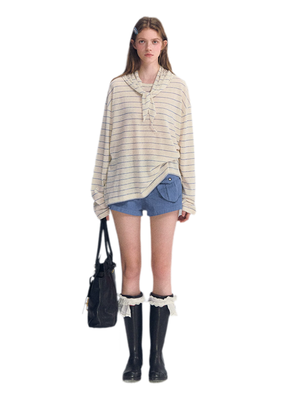 Striped Rhinestone Cotton Tee