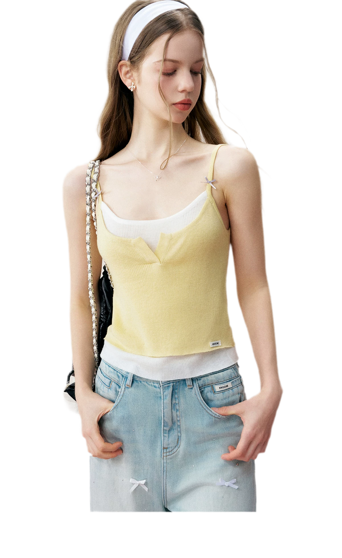 Cream Bow Knit Tank