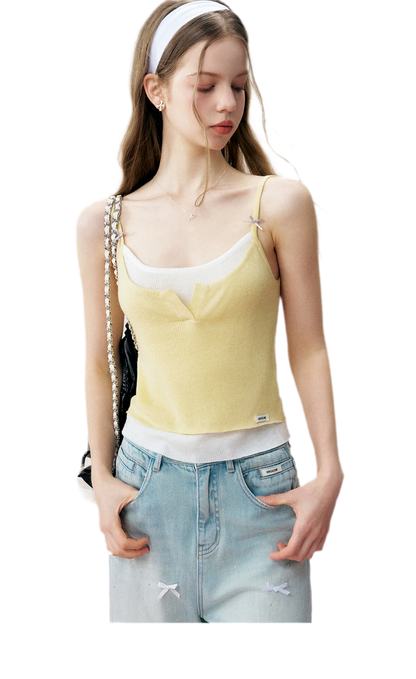 Cream Bow Knit Tank