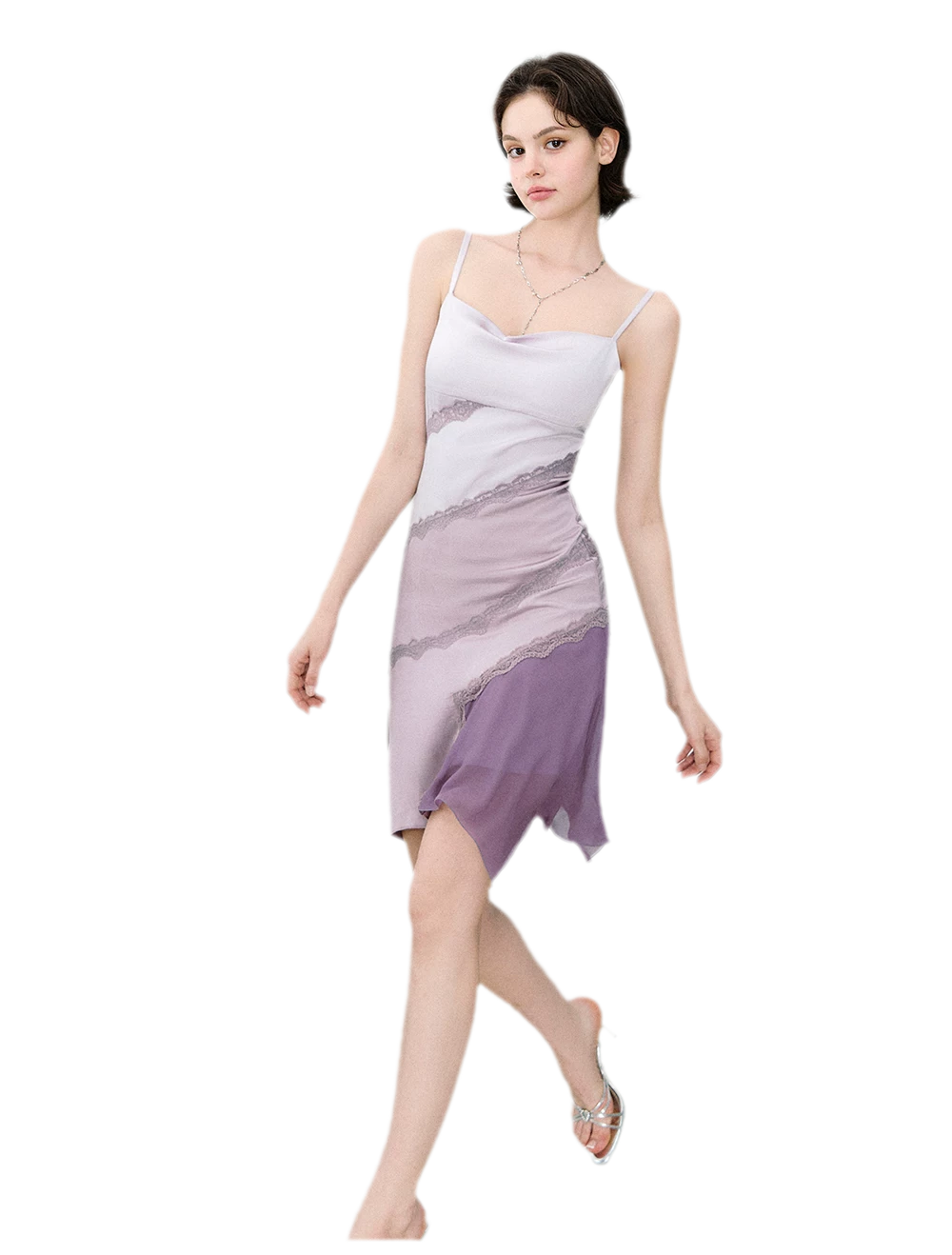 Asymmetric Satin Cami Dress