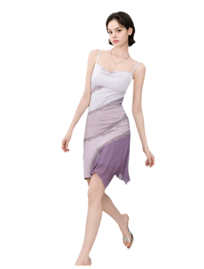 Asymmetric Satin Cami Dress
