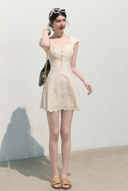 Broderie Lace Midi Dress