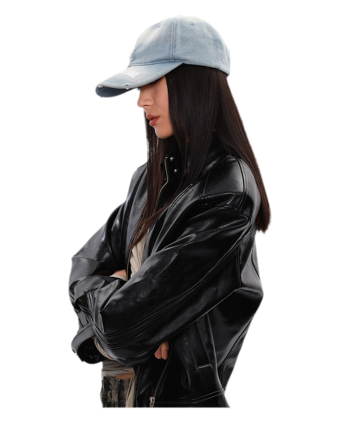 Washed Denim Embroidered Cap
