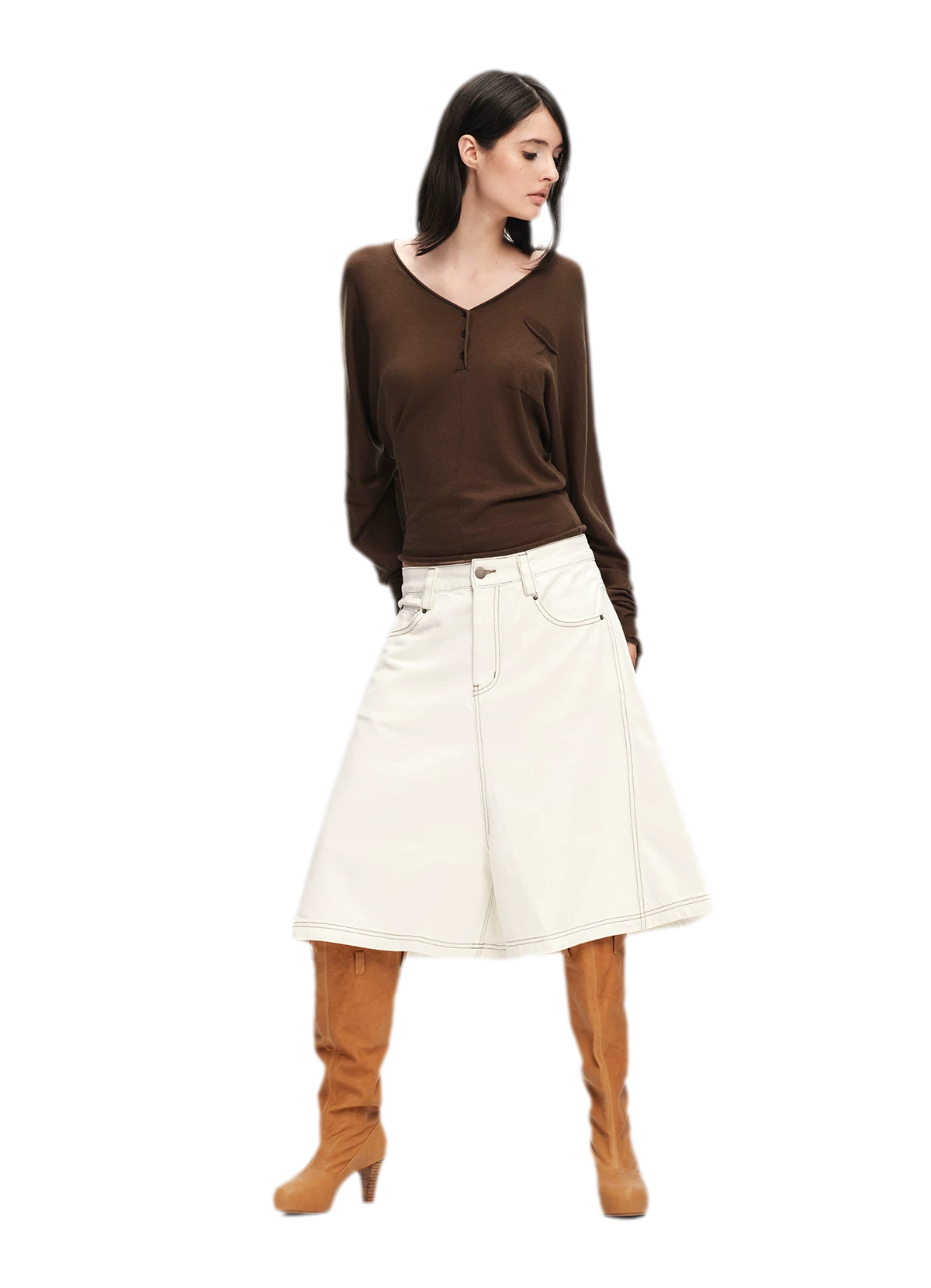 Lyocell Wool V-Neck Top