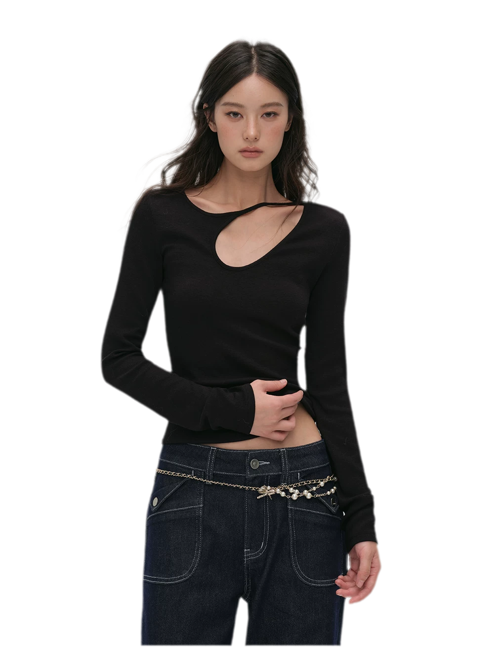 Lyocell Asymmetric Cutout Top