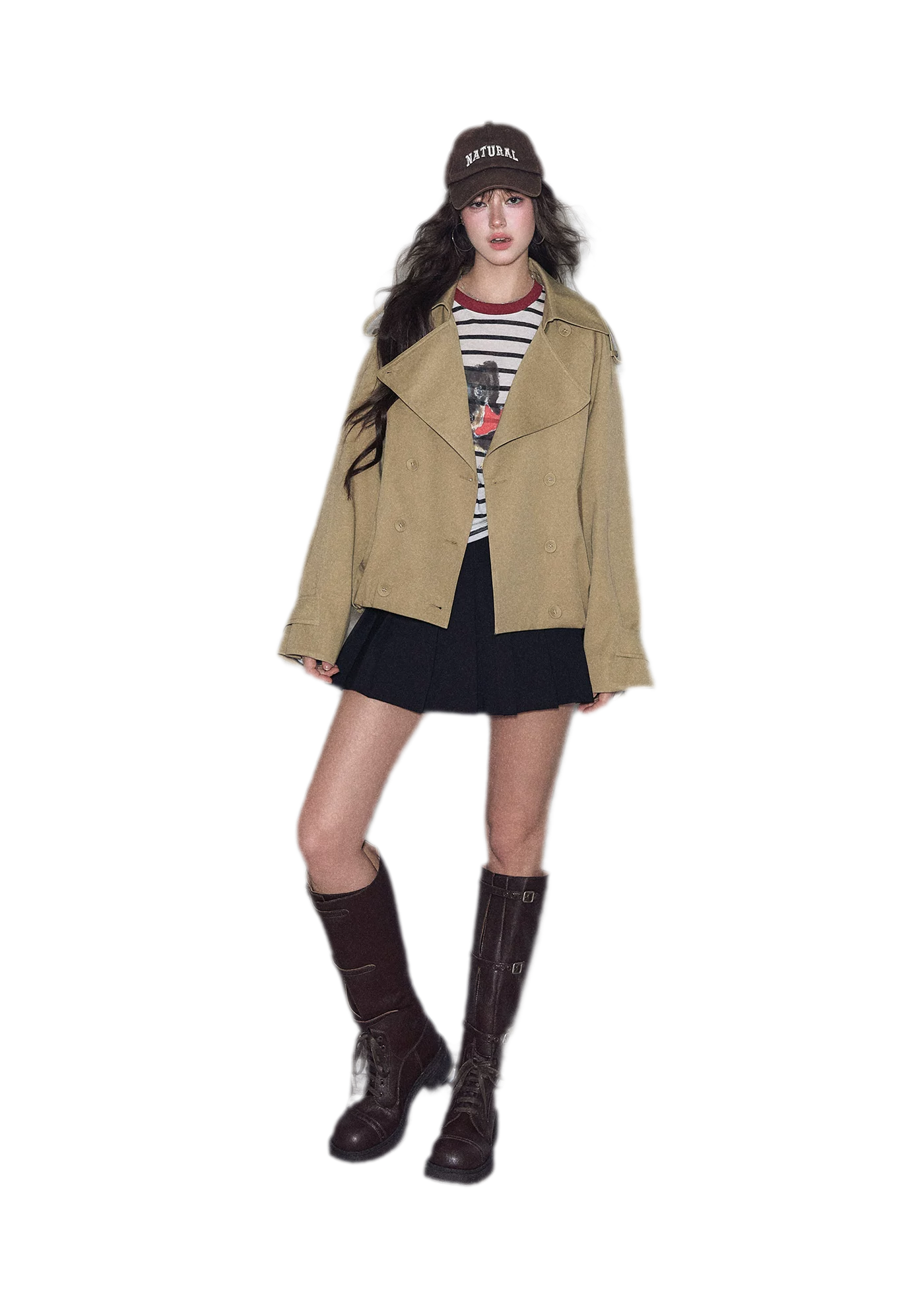 Cotton Cropped Double-Breasted Trench