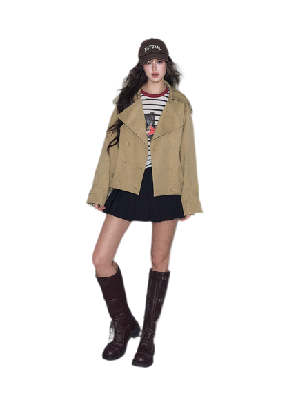 Cotton Cropped Double-Breasted Trench