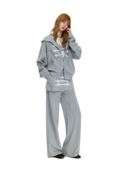 Gestrickte Hose mit Lagenoptik und geradem Bein