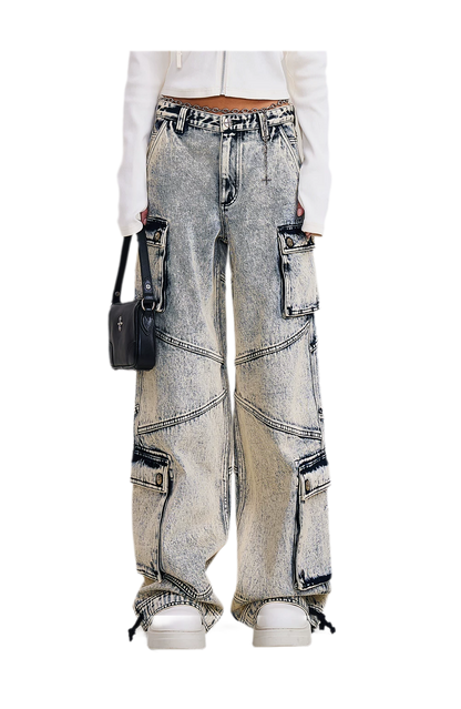 Retro Workwear Wide-Leg Pants