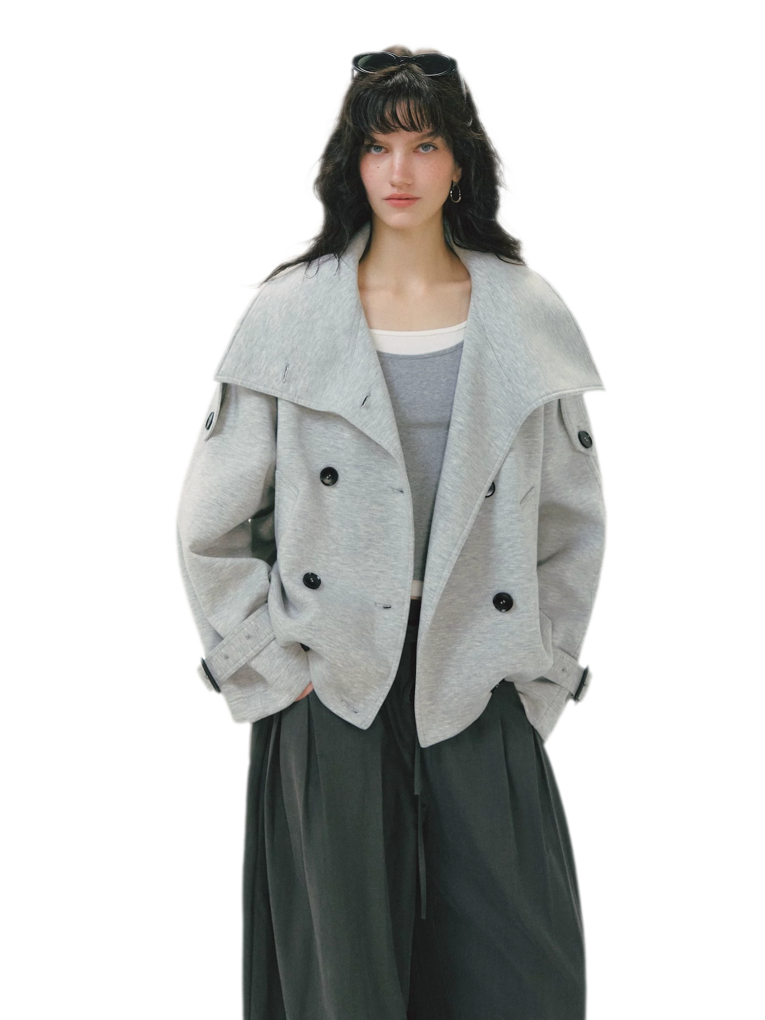 Heathered Cropped Oversized Jacket