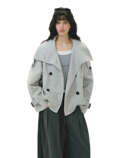 Heathered Cropped Oversized Jacket