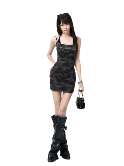 Camouflage Rhinestone Dress