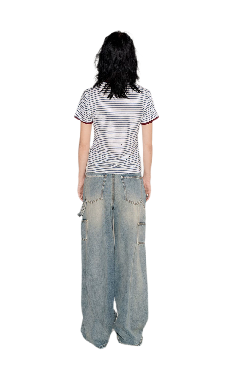 Lyocell Contrast Ribbed T-Shirt