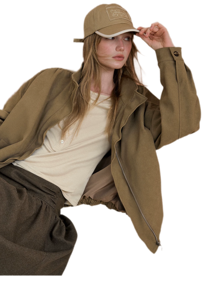 Gathered Suede Cropped Jacket