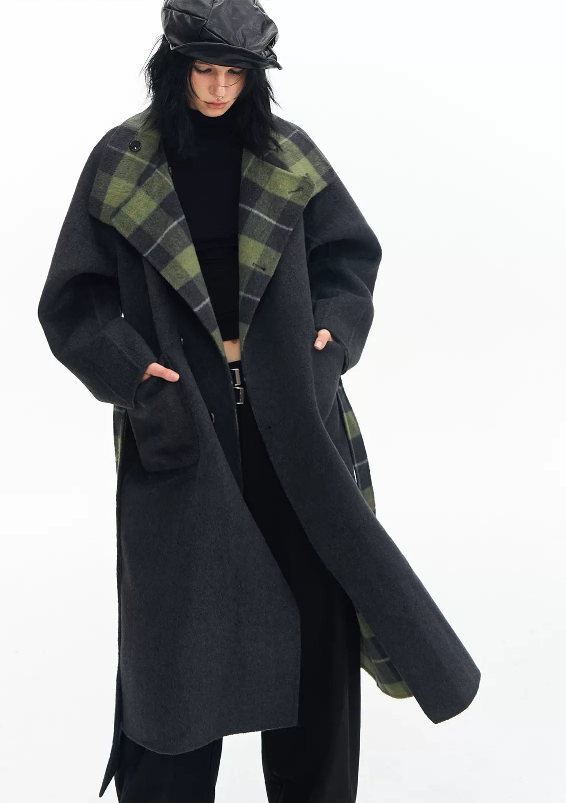 Wool Reversible Wrap Coat