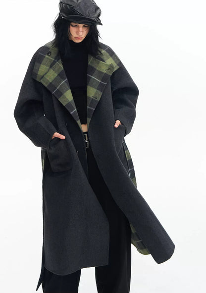 Wool Reversible Wrap Coat