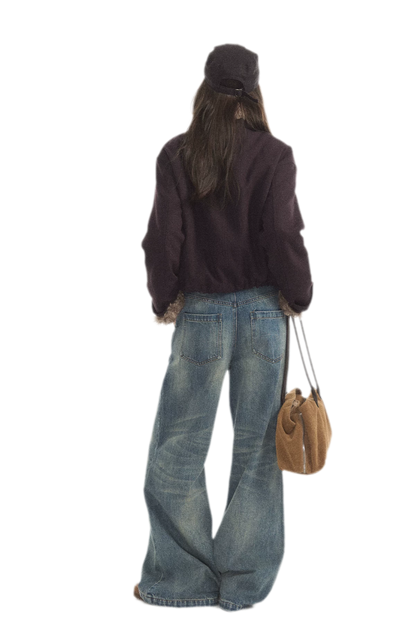 Plush Contrast Cropped Jacket