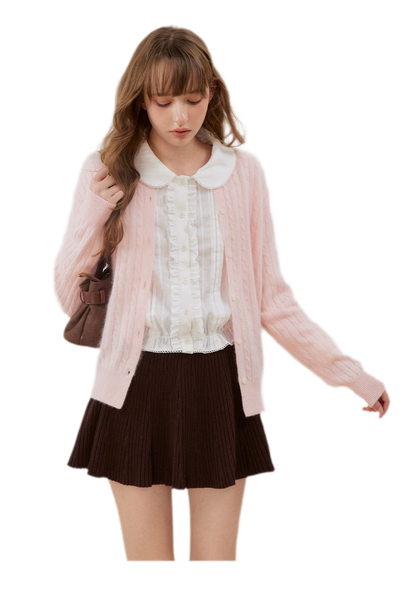 Textured Ruffle Cropped Shirt