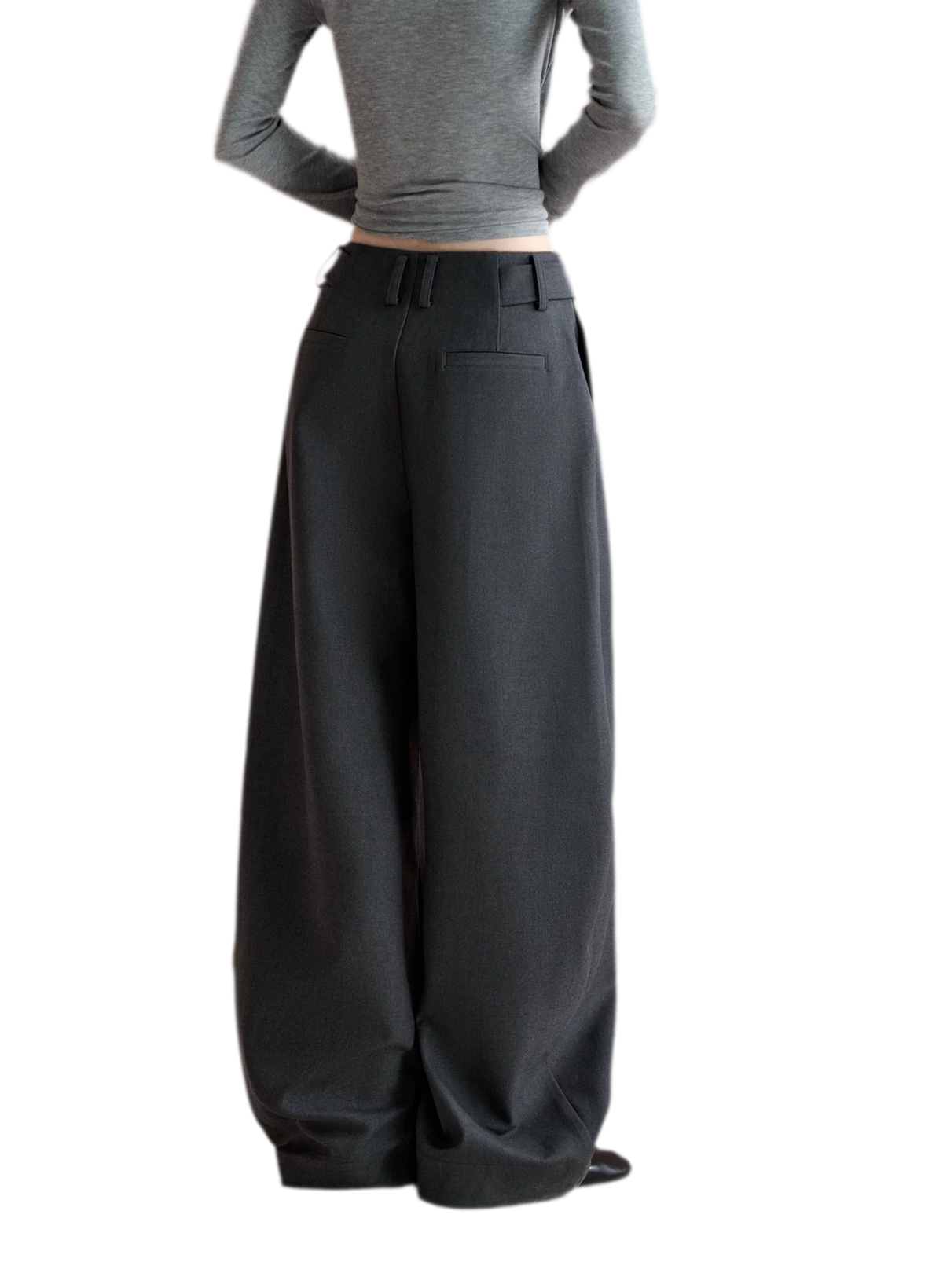 Double Pleat Curved Trousers