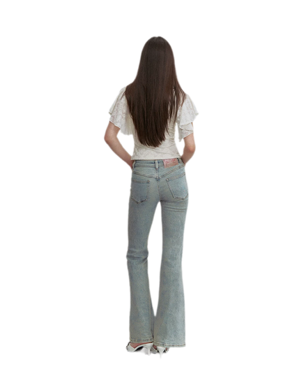 Vintage Wash Micro-Flare Jeans