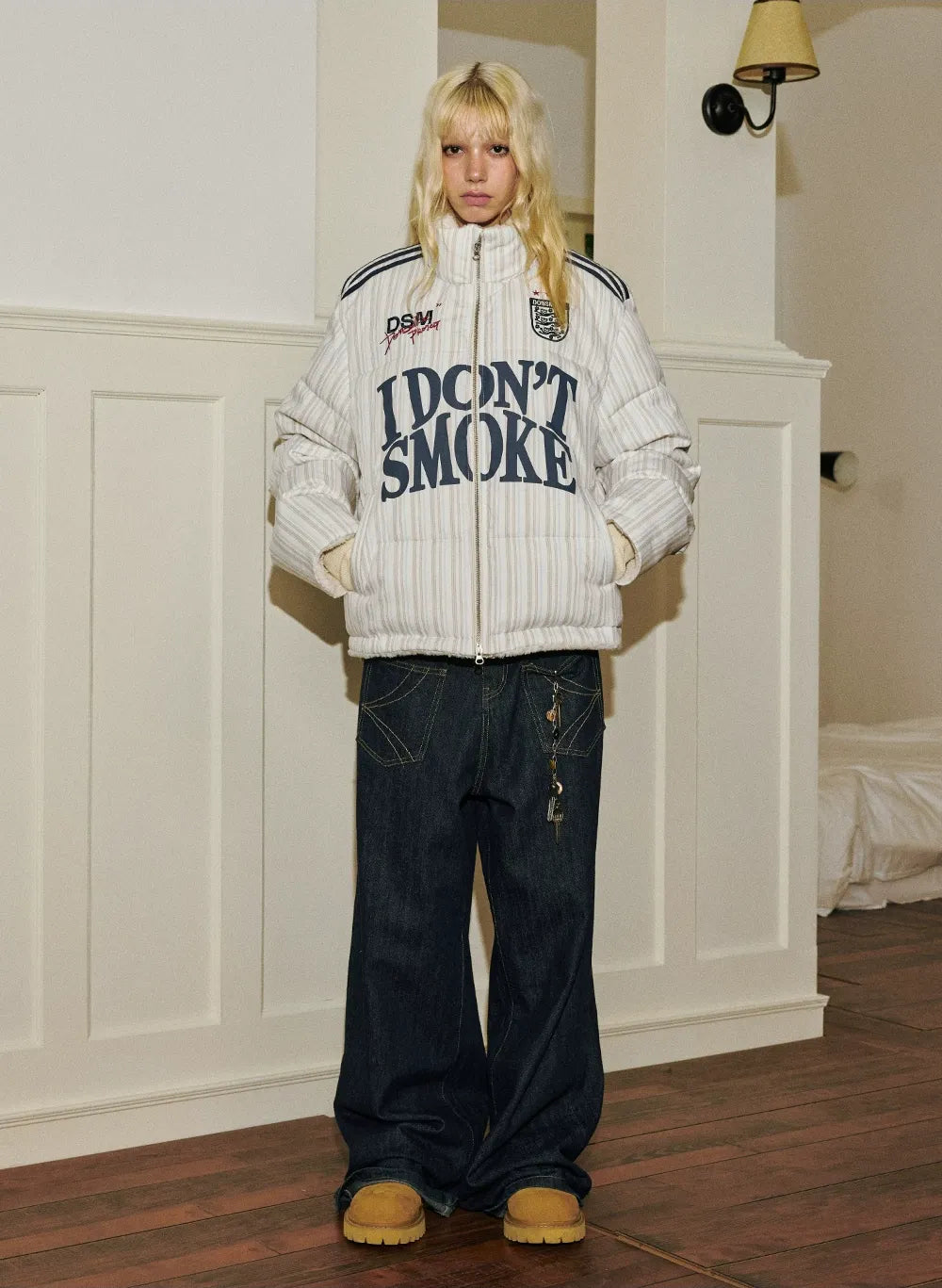 Reversible Denim Baggy Straight Pants