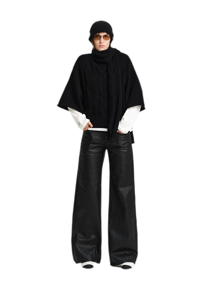 Kabelstrick-Cape-Pullover