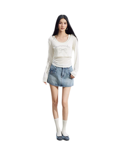 Bow Rhinestone T-Shirt Set