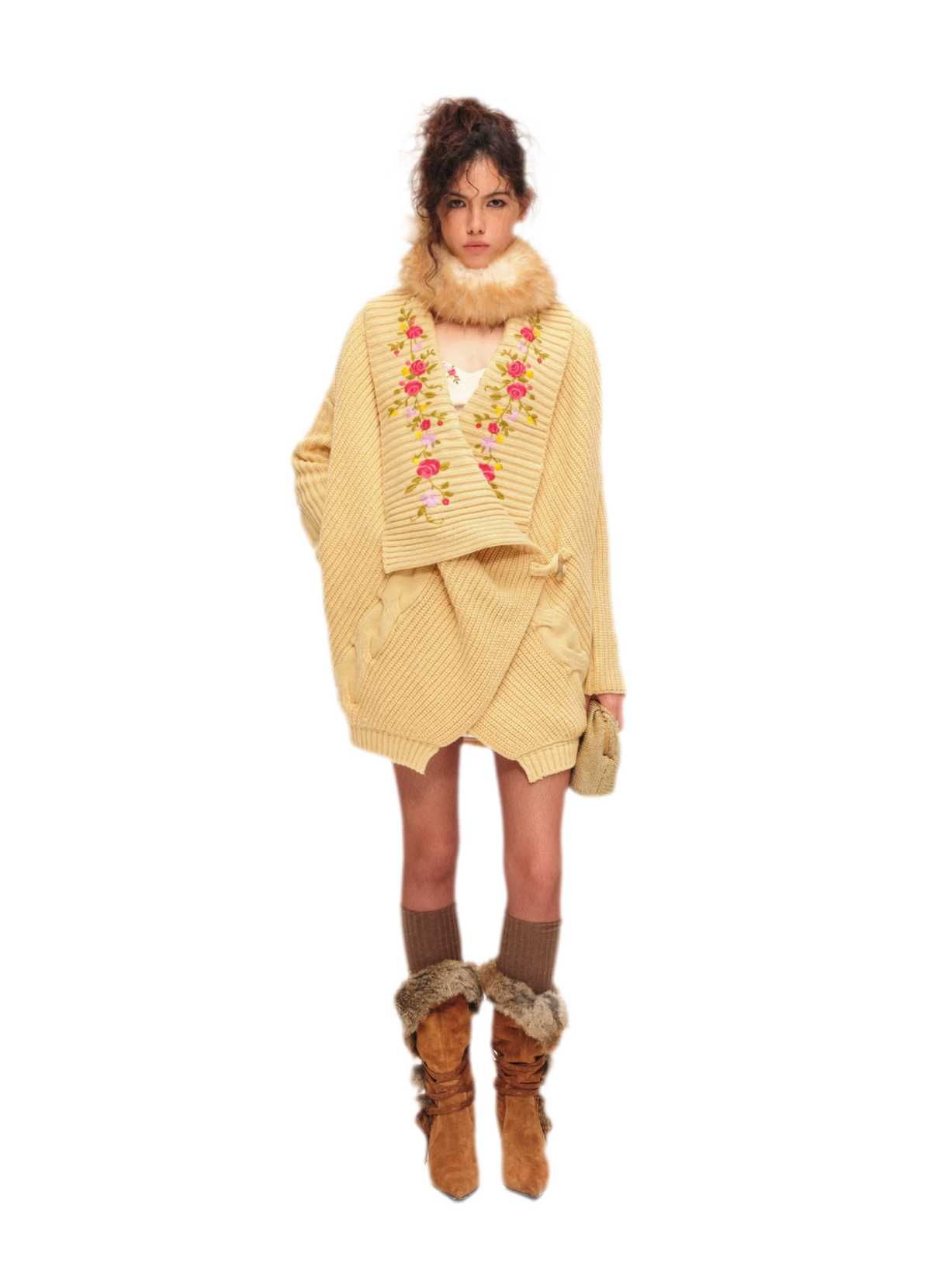 Bộ cardigan dệt kim thêu
