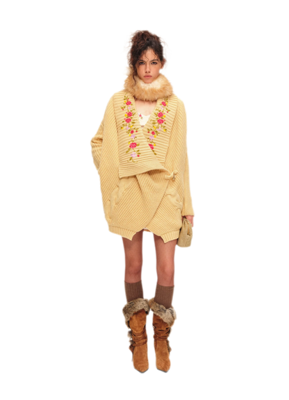 Bộ cardigan dệt kim thêu