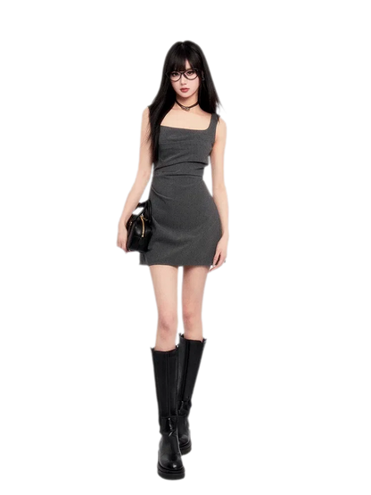 Structured Sparkle Asymmetric Mini Dress