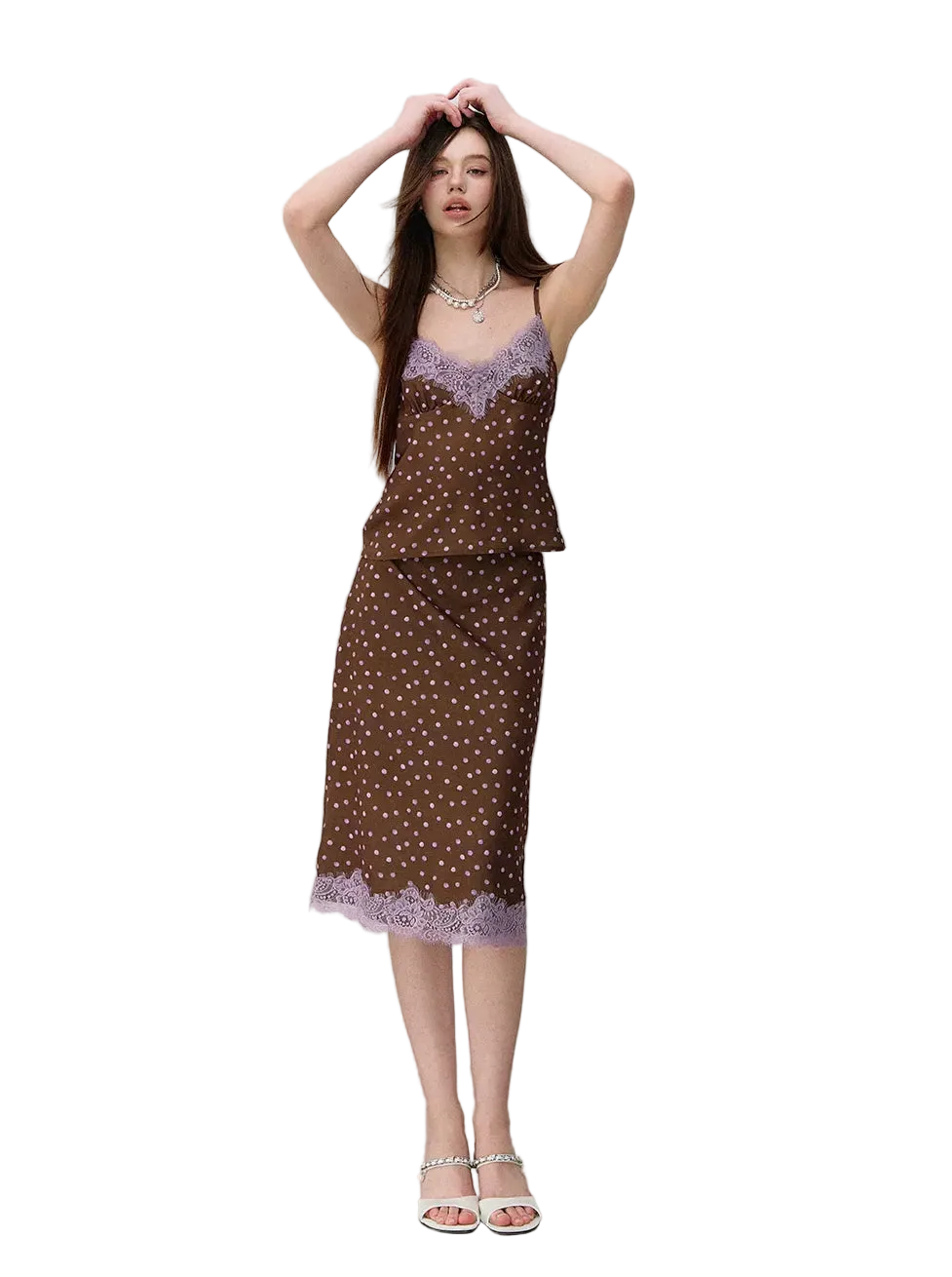 Southern France Polka Dot Lace Camisole &amp; Skirt