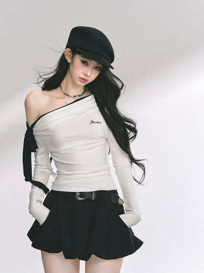 Asymmetrisches gerafftes Crop-T-Shirt