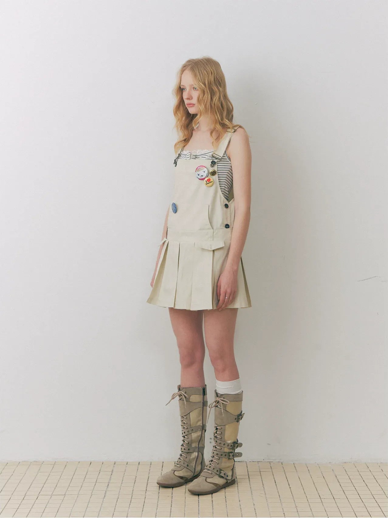 Pleated Suspender Dress