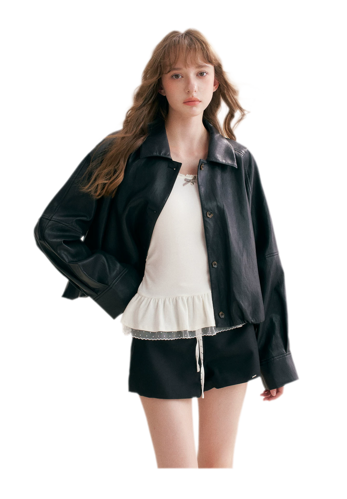 Matte Faux Leather Relaxed Jacket