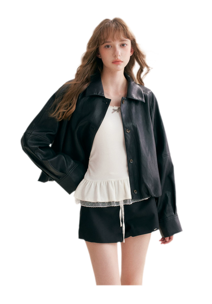 Matte Faux Leather Relaxed Jacket