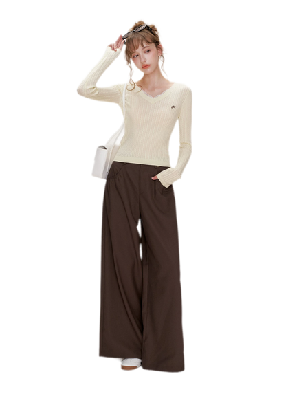 Gathered Waist Wide-Leg Trousers