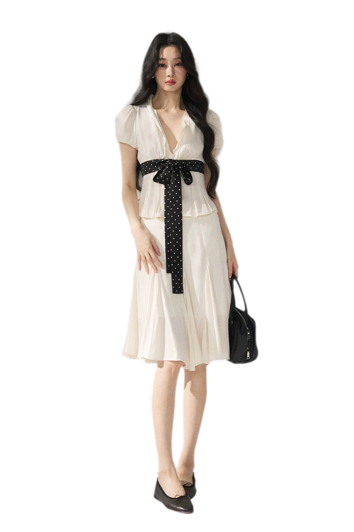 Tie Waist V Neck Tee