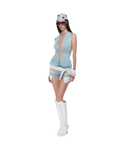 Mesh Halter Backless Top