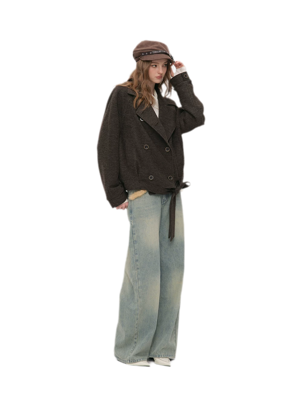 Embossed Buckle Newsboy Beret