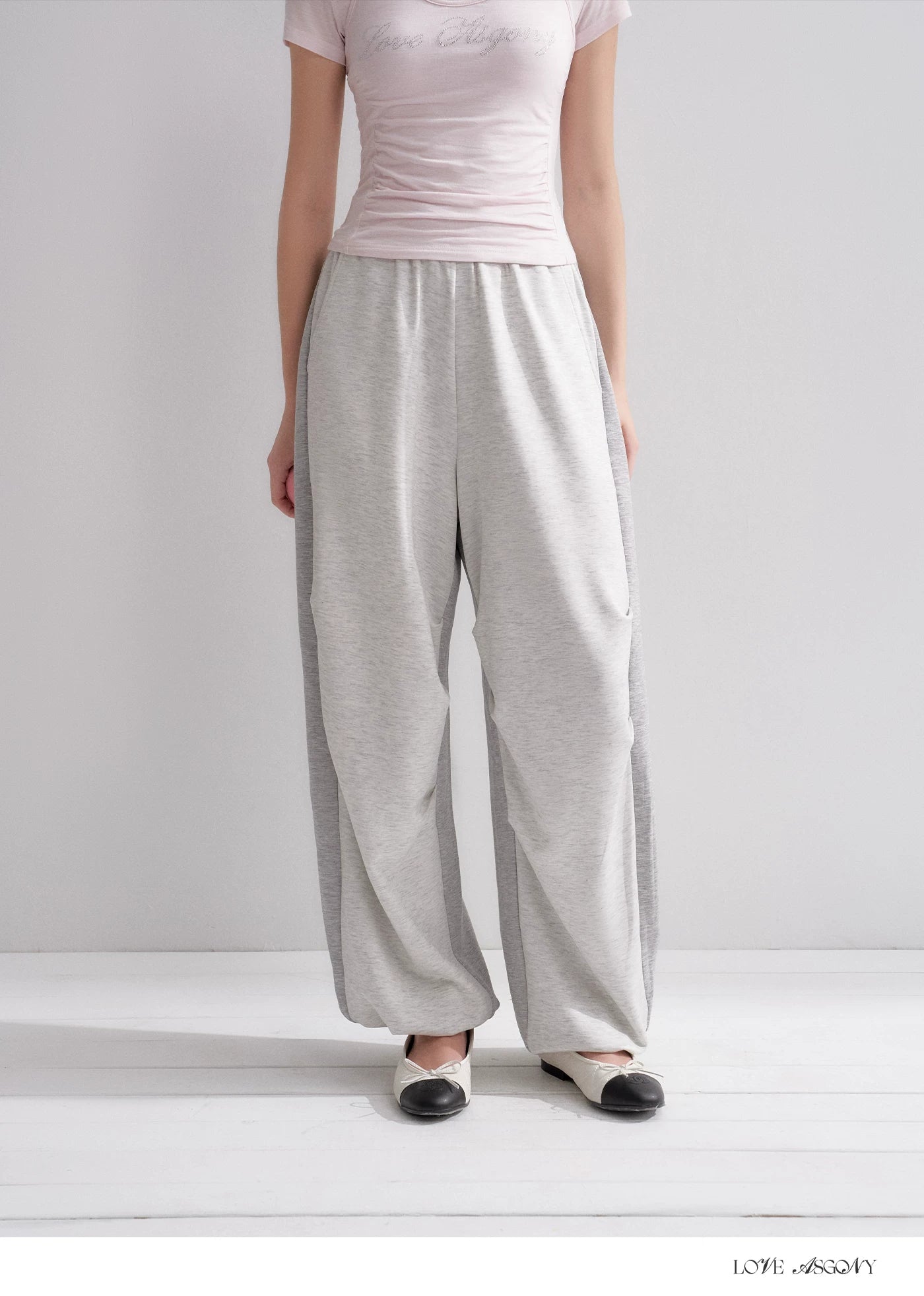 Lyocell Colorblock Drawstring Waist Pants