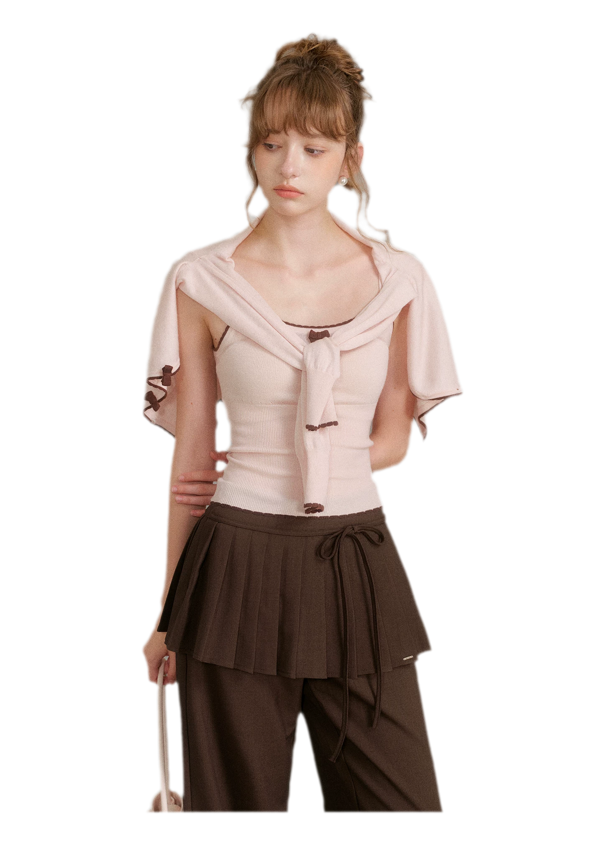 Wool Bow Trim Knit Set