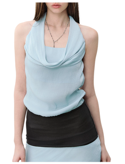 Mermaid Halter Neck Colorblock Dress