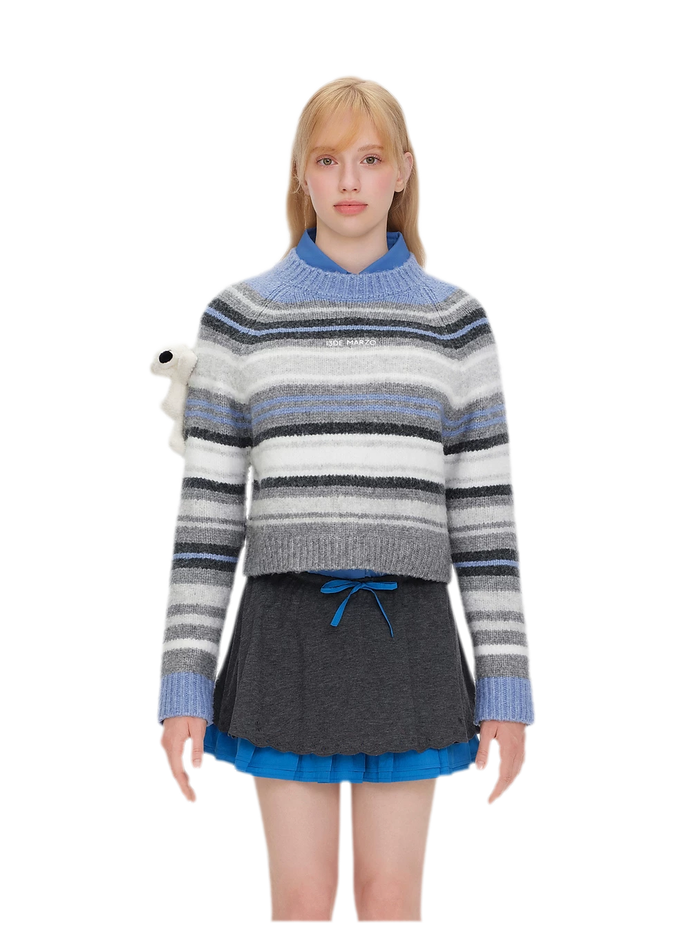 Color-Block Striped Fuzzy Sweater