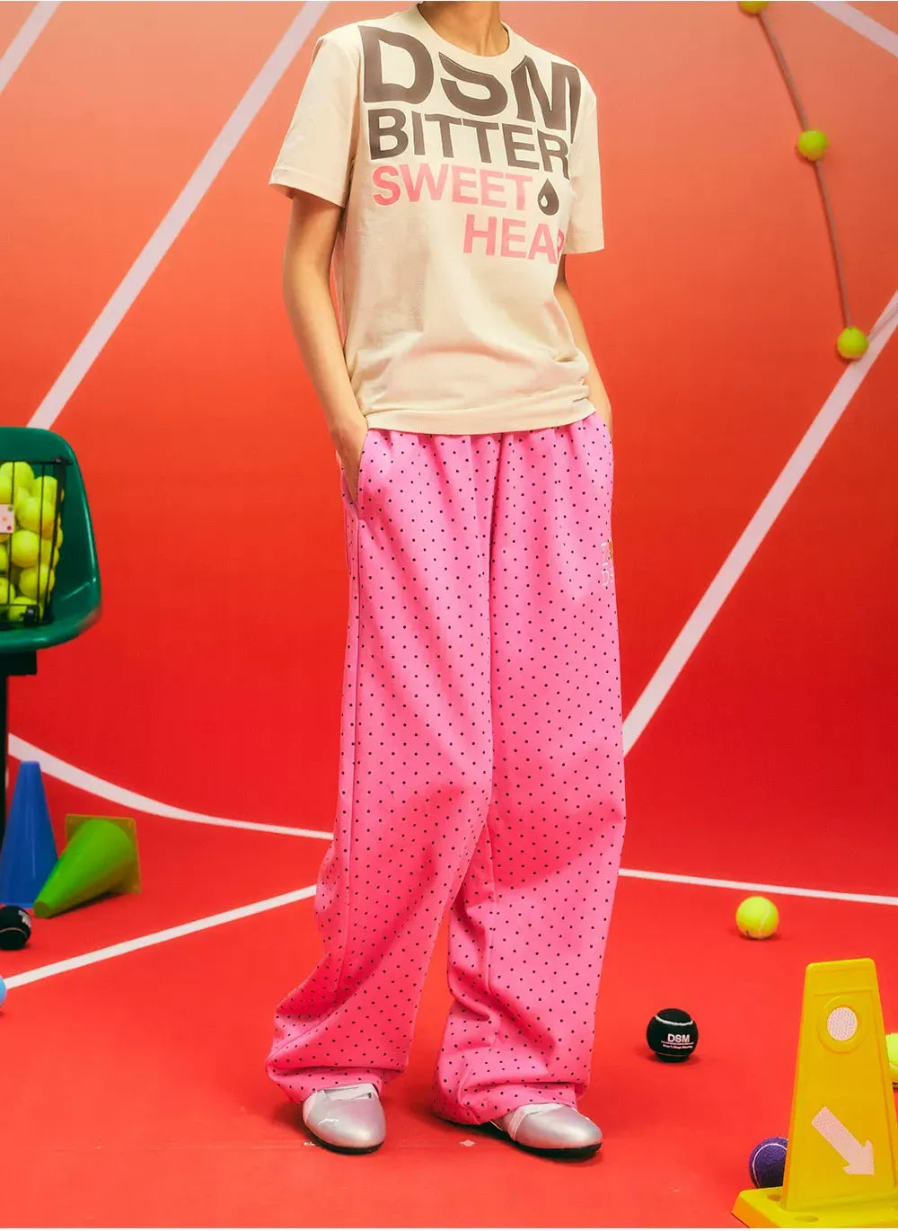 Polka Dot Relaxed Straight-Leg Pants