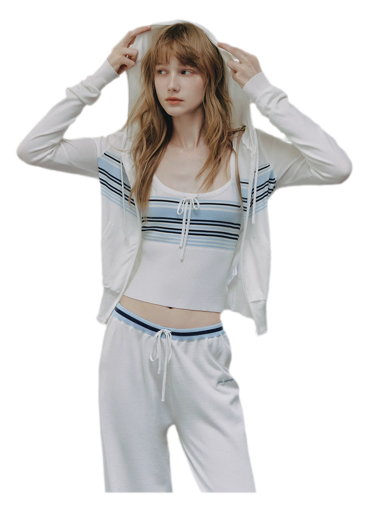 Striped Hooded Three-Piece Set