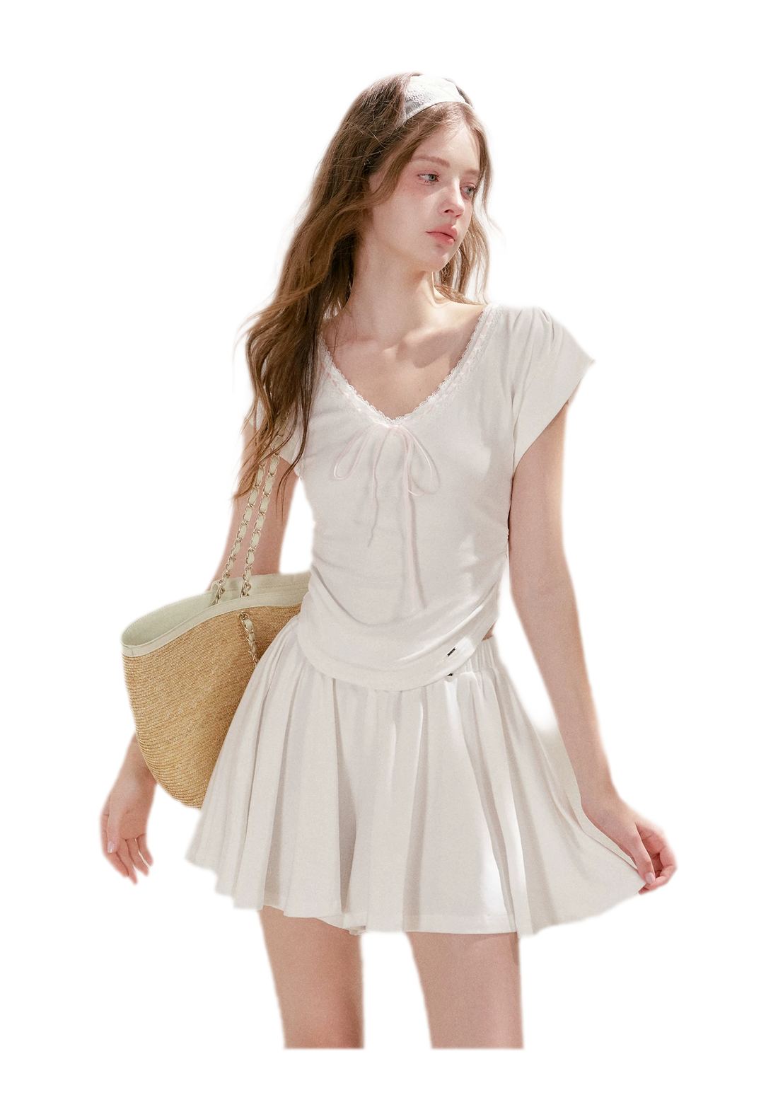 Lace Trim Skort Set